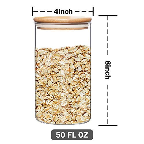 Large Glass Flour and Sugar Containers 50oz Set of 2 (2 Count)