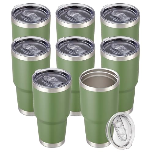 30 oz Tumbler with Lid Stainless Steel Tumblers Bulk (8 Count)