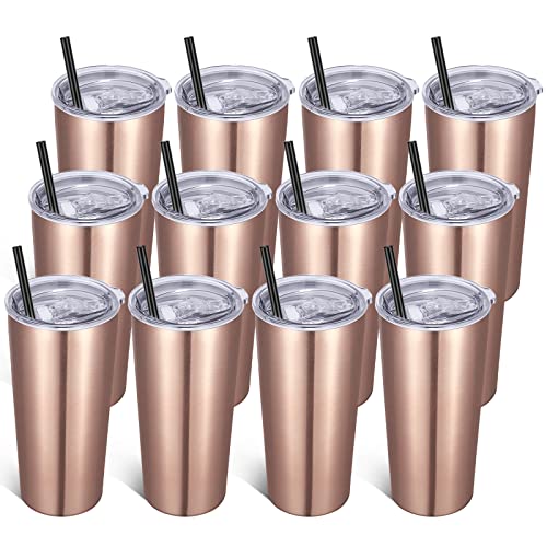20oz Tumbler Bulk with Lid and Straw 12 Pack (12 Count)