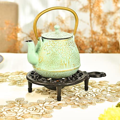 Cast Iron Teapot Warmer Dish Cups Heater Pot Trivet