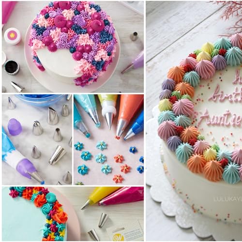 55PCS Piping Bags Tips Set Reusable Pastry Bags and Frosting Tips Cakes Decorating Kit for Cookie Icing