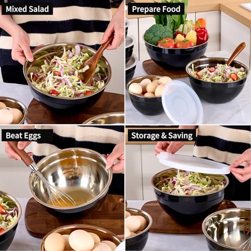 Black Mixing Bowls with Lids Set of 7