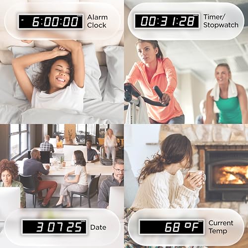 Oversized Digital Wall Clock with Large LED Display & Timer