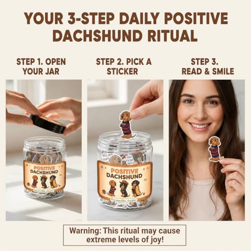 Positive Dachshund Jar with 60 Affirmation Cards