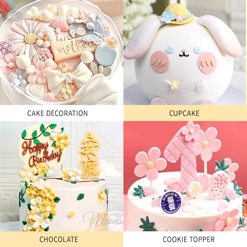 4Pcs Sunflower Fondant Silicone Mold for Cake Topper Decoration Chocolate Candy Sugar DIY Craft Gum Paste (4 Count)
