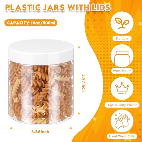 4 Pcs Plastic Jars Wide Mouth with Lids