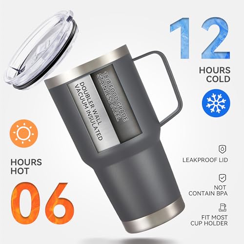 30 oz Stainless Steel Tumblers Bulk with Handle and Lid (8 Count)