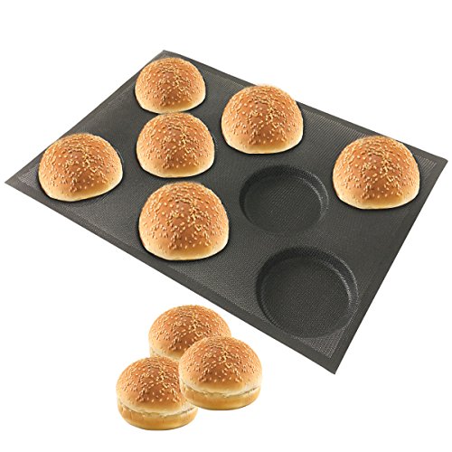 Silicone Hamburger Bread Forms Perforated Bakery Molds Non Stick Baking Sheets Fit Half Pan Size