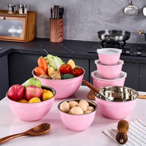 Pink Mixing Bowls With Airtight Lids