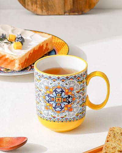 Boho Ceramic Coffee Mugs Set of 6