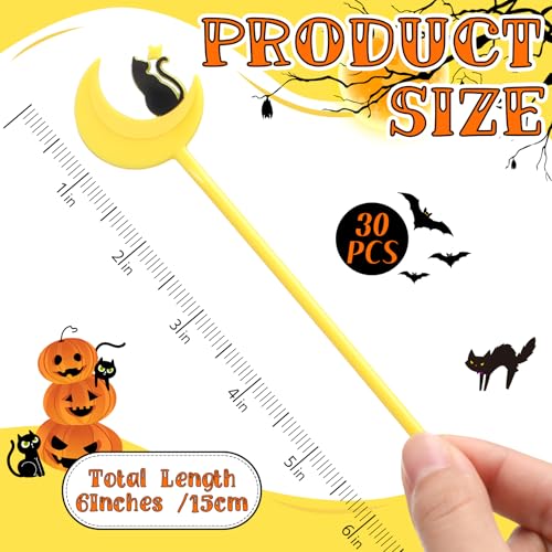 30 Pcs Halloween Swizzle Sticks Moon and Cat Fall Drink Stirrers