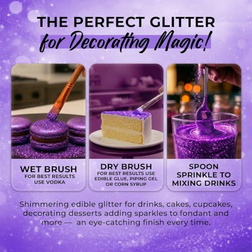 Purple Edible Glitter for Drinks 20g