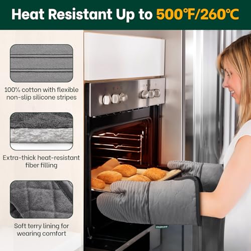 Heat Resistant 500°F Kitchen Oven Mitts 2 (2 Count)
