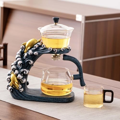 Glass Teapot Set with Infuser Semi Automatic Tea Set Magic Teapot (3 Count)