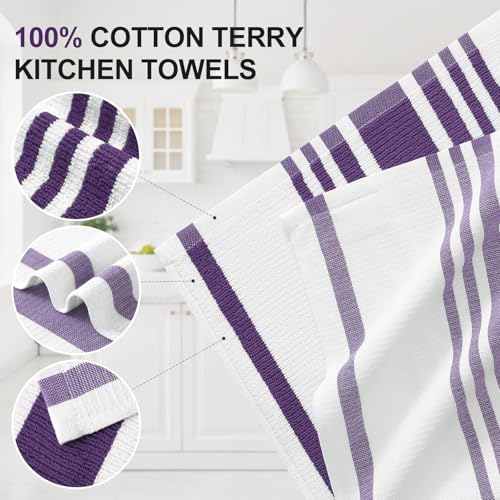 Premium Cotton Stripe Kitchen Towels 8 Pack (8 Count)