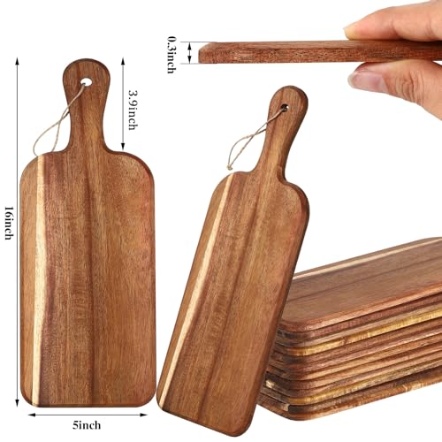 12 Packs Wooden Cutting Board Set with Handles Large Kitchen Serving Plain Chopping Board Bulk Gifts for Mom for Vegetables Meat Pizza Cheese Fruit Bread (12 Count)