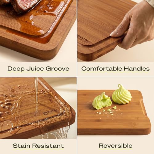 Wooden Cutting Boards for Kitchen Meal Prep & Serving (3 Count)