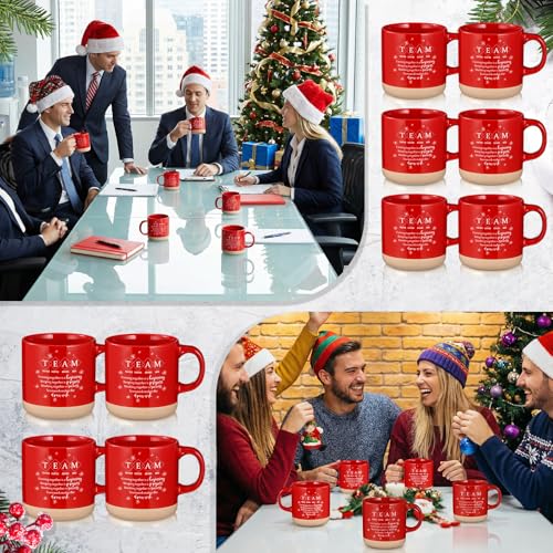 10 Pcs Team Gifts for Employees Bulk 13 oz Thank You Mugs Gifts Bulk Cups Red Team Cups Inspirational Ceramic Coffee Mugs for Teacher Nurse Coworker Office Staff Manager (10 Count)