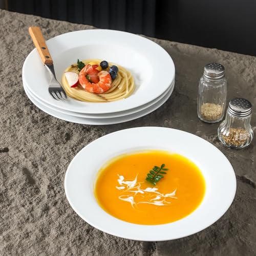 Ceramic Soup Bowls Shallow Plates (4 Count)
