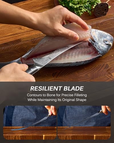 7" Japanese Damascus Fillet Knife for Fish
