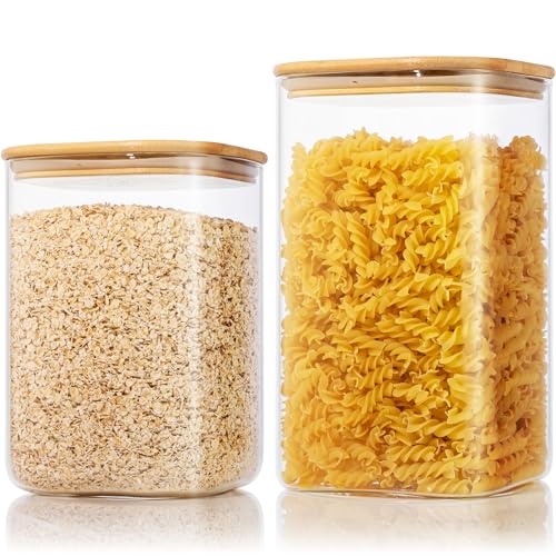 168oz & 84oz Large Glass Storage Containers with Lids for Pantry Storage (2 Count)