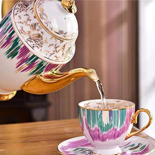 Utility Tea Set for Adults Porcelain Tea Sets Tea Cup and Saucer Gift Set British Royal Bone China Cups Wedding Gift 15 Pieces Teapots