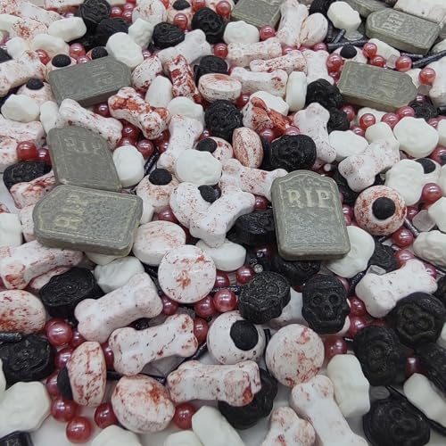 Halloween Sprinkles Gravestones & Bones & Eyes & Skull Topper Edible Themed Sprinkles For Cookie Decorating
