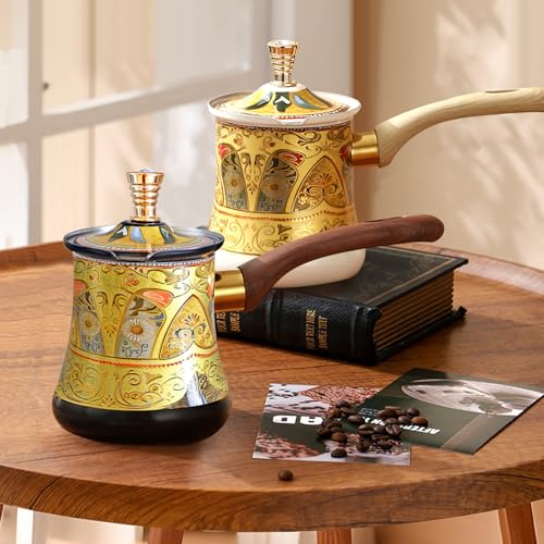 Retro Turkish Arabic Coffee Pot with Wooden Handle