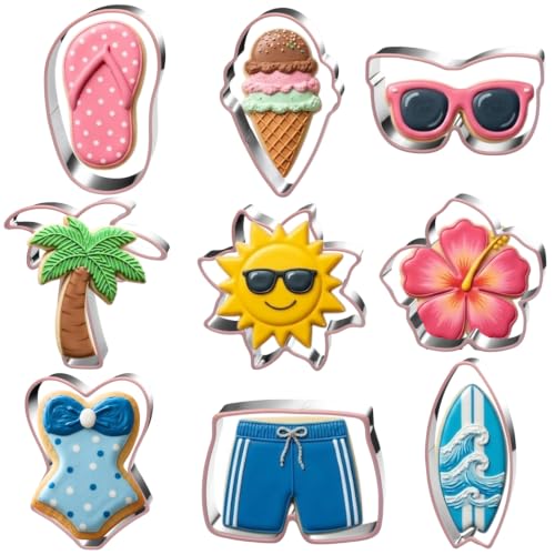 9 Piece Summer Cookie Cutters Set