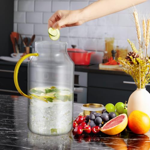 1 Gallon Gold Glass Pitcher with Lid and Handle