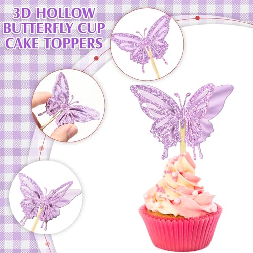 48 Pcs Butterfly Cupcake Toppers 3D (48 Count)