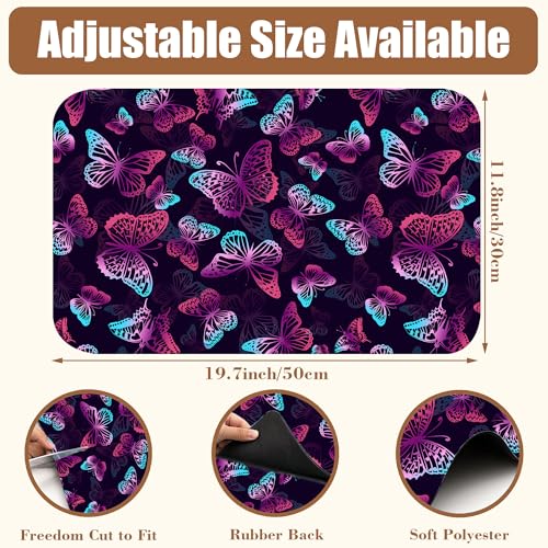 Dish Drying Mat Purple Butterflies Coffee Bar Mat for Countertop Absorbent Rubber Backed Hide Stain Dish Drainer Rack Pad Coffee Pot Espresso Machine Dining Room Decoration 11.8 x 19.7 Inch