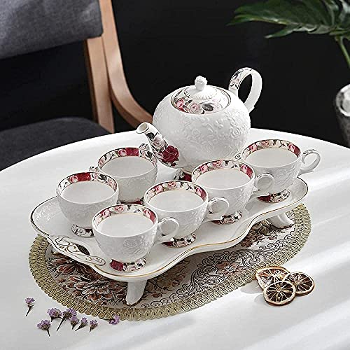 Tea Set with Teapot Tea Set for Adults Afternoon Tea Service Coffee Cups Set Porcelain Tea Cups Set with Tea Tray Best Gift