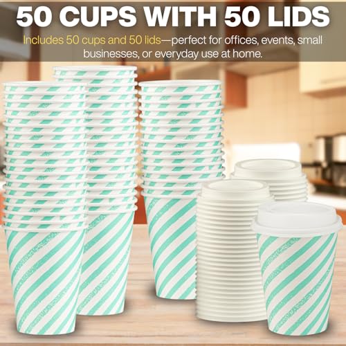Disposable Coffee Cups with Lids (50 Count)