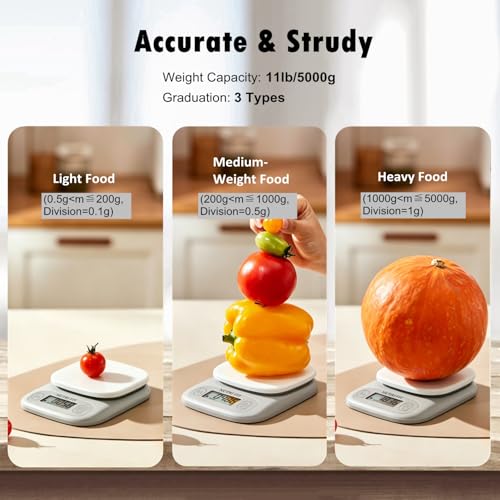 Small Food Scale Digital Kitchen Scales Weight Grams Ounces White