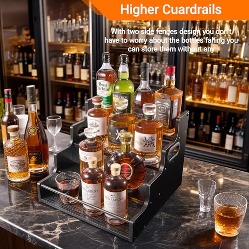 2-Pack 4-Tier Liquor Bottle Display Shelf, 16-Inch, Black (2 Count)