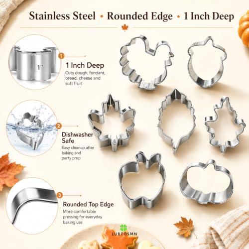 7 Pcs Mini Fall Cookie Cutter Set
