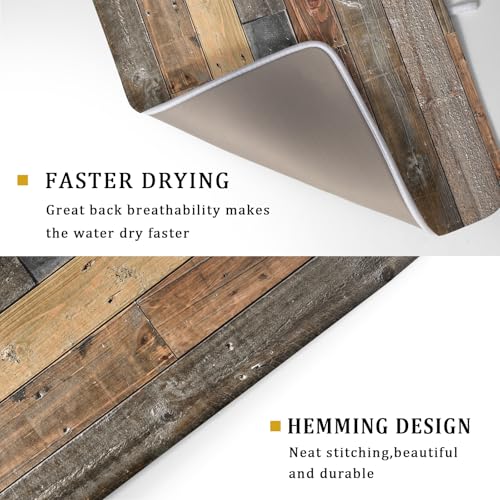 Wood Grain Dish Drying Mat for Kitchen Countertop