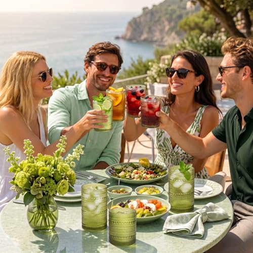 Hobnail Drinking Glasses Set of 12 Kitchen Glass Cups Glassware (12 Count)