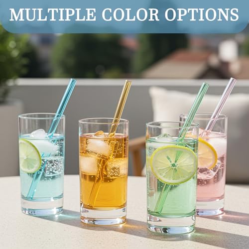 4 Pcs Reusable Glass Drinking Straws (4 Count)