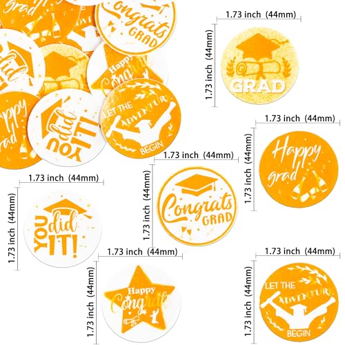 48Pcs 2026 Graduation Cupcake Toppers Wafer Paper Class of 2026 Cake Decorations Edible Congrats Grad Cupcake Picks for 2026 Graduation Theme Party Cake Supplies Gold Orange (48 Count)