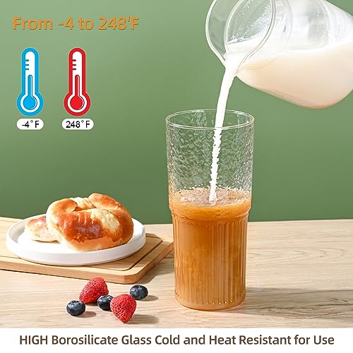 20 oz Glass Cups with Lids and Straws