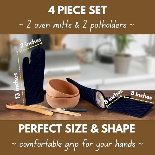 4 Piece Set 2 Oven Mitts & 2 Potholders (4 Count)