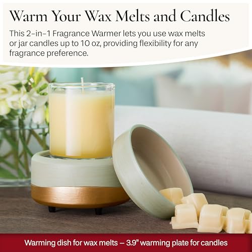 ETC 2-in-1 Candle and Fragrance Warmer for Warming Scented Candles or Wax Melts and Tarts with to Freshen Room, Midas