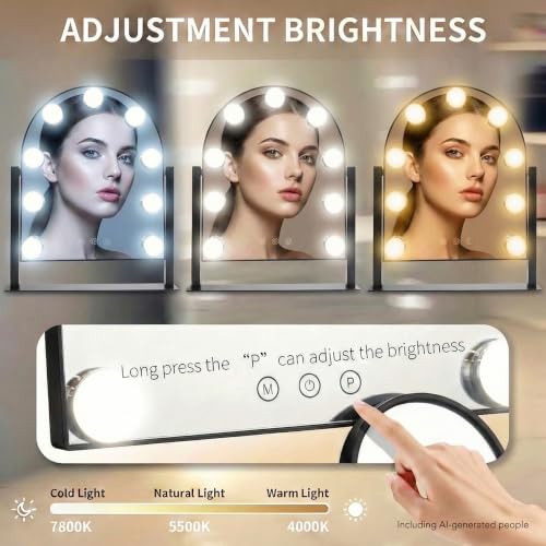 Arched Makeup Vanity Mirror with Lights (9 Count)