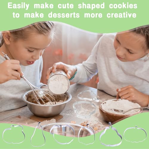 6Pcs Pumpkin Cookie Cutters Fall Pumpkin Shape Cookie Cutting Molds Cute Biscuit Cutters for Autumn Harvest Thanksgiving Halloween DIY Craft Baking Supplies (6 Count)