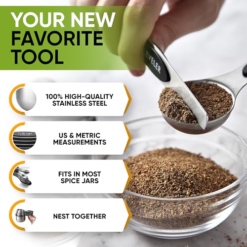 Magnetic Measuring Cups & Spoons Set of 15 with Levelers