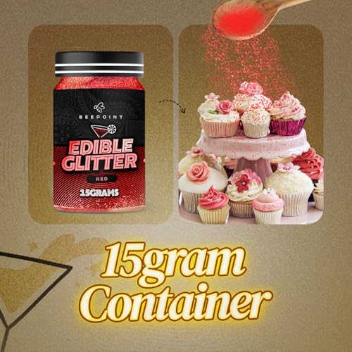 Red Edible Glitter for Drinks 15g