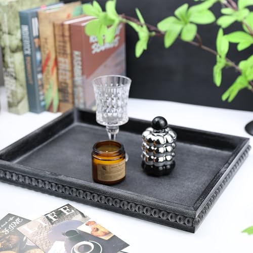 Rectangle Wood Serving Tray with Beads