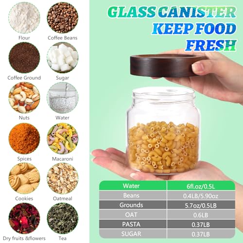 16 oz Glass Jars with Airtight Lid Spice Jar Round Storage Canister with Clear Glass Food Jar for Pantry Sugar Tea Coffee Bean Spice Nuts Cookies Bath Salts